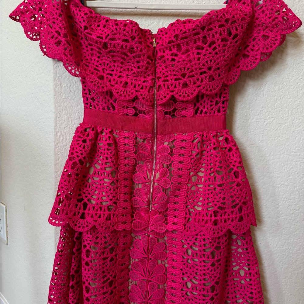 Self-Portrait Strapless Pink Lace Dress - Picture 4 of 7